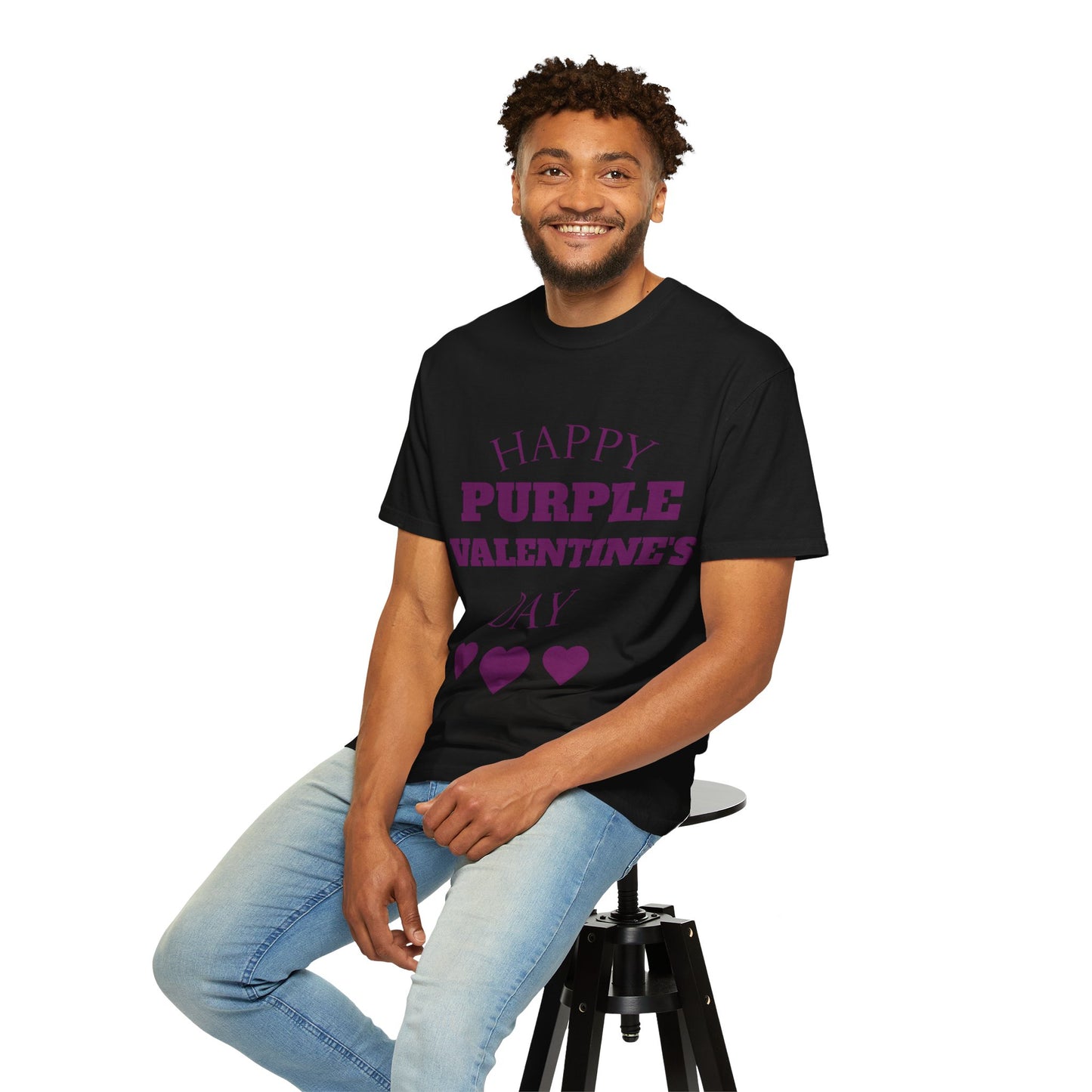 Valentine's T-Shirt — "Happy Purple Valentine's Day" Graphic Tee